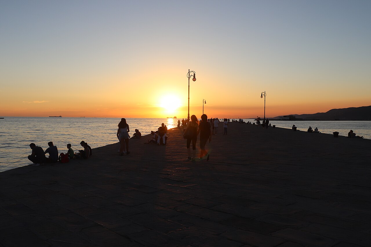 Molo Audace at sunset in Trieste